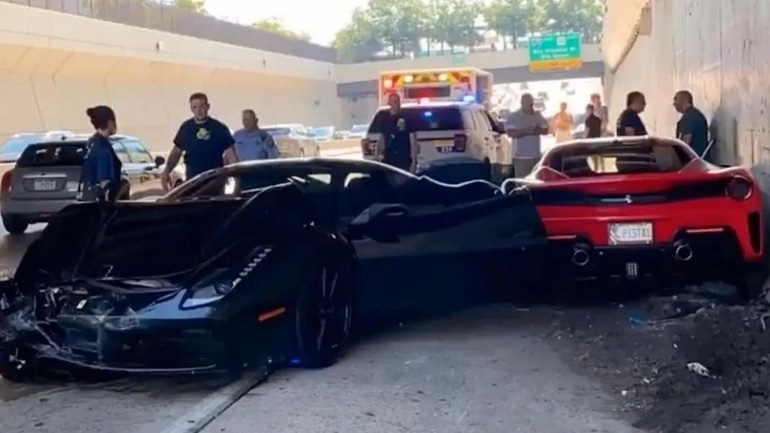 Τρομερή καραμπόλα με τρεις Ferrari σε δημόσιο δρόμο